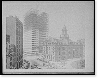 Dime Savings Bank Building with City Hall at right, Detroit, Antique Print