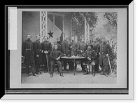 Military unit posed around table, Historic Print
