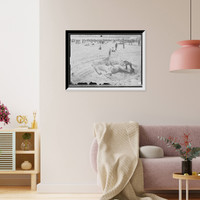 Historic Framed Print, [Sand sculpture and artist, beach, Atlantic City, N.J.,  17-7/8" x 21-7/8"