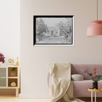 Historic Framed Print, [Thatched building and banana plant, possibly Nassau, Bahamas],  17-7/8" x 21-7/8"