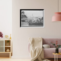 Girls watching boats at the wharf, possibly Nassau, probably Bahamas, Historic Reproduction