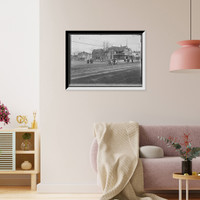 Historic Framed Print, [Street with automobile and Moesta's store],  17-7/8" x 21-7/8"