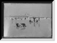 People on beach, probably simulating lifesaving, Atlantic City, N.J, Vintage Print