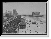 Historic Framed Print, [Beach and crowded boardwalk with vaudeville theater onpier, possibly Atlantic City, N.J.],  17-7/8" x 21-7/8"
