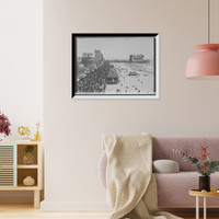 Historic Framed Print, [Beach and crowded boardwalk with vaudeville theater onpier, possibly Atlantic City, N.J.],  17-7/8" x 21-7/8"