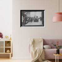 Woman walking in front of automboiles, Mich, Antique Wall Art