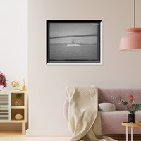 Historic Framed Print, U.S.S. Iowa passing under Brooklyn Bridge,  17-7/8" x 21-7/8"