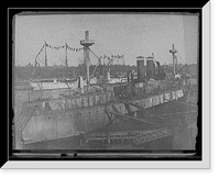 Historic Framed Print, U.S.S. Maine under construction at Brooklyn Navy Yard,  17-7/8" x 21-7/8"