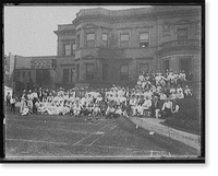 Hiram Walker & Sons lawn bowling tournament group in front of office building, Walkerville, Ont, Vintage Print