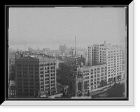 Church tower, commercial buildings and waterfront, probably Detroit Classic, Vintage Wall Art