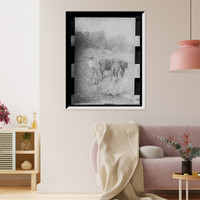 Historic Framed Print, [Farmer plowing with cattle],  17-7/8" x 21-7/8"