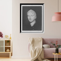 Historic Framed Print, Head of goddess (marble), Greek, fourth century, B.C.,  17-7/8" x 21-7/8"