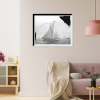 Historic Framed Print, [Yacht, possibly at America's Cup races],  17-7/8" x 21-7/8"