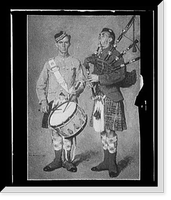 Historic Photo Print - Drummer and bagpipe player in Scottish uniform