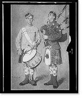 Historic Photo Print - Drummer and bagpipe player in Scottish uniform