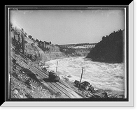 Historic Framed Print, [Niagara Gorge with Michigan Central Cantilever Bridge and Whirlpool Rapids Bridge, New York],  17-7/8" x 21-7/8"