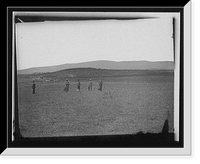 Men, possibly Persians, in field with estate at left, Vintage Print