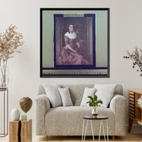 Unidentified woman sitting in front of mirror, full-length portrait Classic, Antique Poster