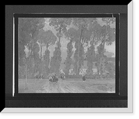 Historic Framed Print, [Women with umbrellas walking and trees in background],  17-7/8" x 21-7/8"