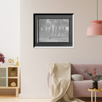 Historic Framed Print, [Women with umbrellas walking and trees in background],  17-7/8" x 21-7/8"