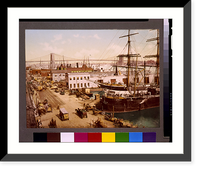 Historic Framed Print, South Street and Brooklyn Bridge, New York City,  17-7/8" x 21-7/8"