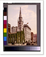 Historic Framed Print, Marble Collegiate Church and Holland House, New York,  17-7/8" x 21-7/8"