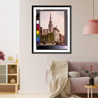 Historic Framed Print, Marble Collegiate Church and Holland House, New York,  17-7/8" x 21-7/8"