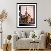 Historic Framed Print, Marble Collegiate Church and Holland House, New York,  17-7/8" x 21-7/8"