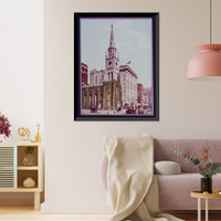 Historic Framed Print, Marble Collegiate Church and Holland House, New York,  17-7/8" x 21-7/8"