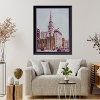 Historic Framed Print, Marble Collegiate Church and Holland House, New York,  17-7/8" x 21-7/8"