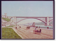 Historic Framed Print, Washington Bridge and the [Harlem River] Speedway, New York,  17-7/8" x 21-7/8"