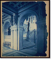 Historic Framed Print, Library of Congress, north staircase, central stair hall - 2,  17-7/8" x 21-7/8"