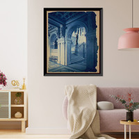 Historic Framed Print, Library of Congress, north staircase, central stair hall - 2,  17-7/8" x 21-7/8"