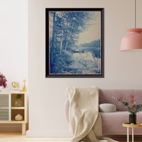 Historic Framed Print, Old Mill at Bartlett's Carry, Round Lake, Adirondack Mountains,  17-7/8" x 21-7/8"