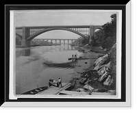 Historic Framed Print, High Bridge & Washington Bridge, Harlem River, N.Y.C., looking south,  17-7/8" x 21-7/8"