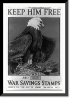 Historic Framed Print, Keep him free. Buy War Savings Stamps issued by the United States Treasury Dept. Charles Livingston Bull  Ketterlinus Phila.,  17-7/8" x 21-7/8"