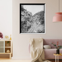 Historic Framed Print, Main[e] Central Railroad cut at gate of Crawford Notch, White Mountains,  17-7/8" x 21-7/8"