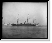 Broadside view of three-masted schooner Niagara, with riverboat Mount Hope in background, Antique Poster