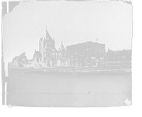 Historic Framed Print, [Drawing of Copley Square, showing Trinity Church and Boston Public Library, Boston, Mass.],  17-7/8" x 21-7/8"