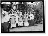 MILITARY FIELD MASS BY HOLY NAME SOC. OF ROMAN CATHOLIC CHURCH. OFFICIATING PRIESTS; 2IN CENTER; FATHER RUSSELL AND FATHER MEAGHER Classic, Vintage Wall Art