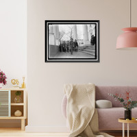 Historic Framed Print, BOY SCOUTS. VISIT OF SIR ROBERT BADEN-POWELL TO D.C. REVIEWING PARADE FROM WHITE HOUSE PORTICO,  17-7/8" x 21-7/8"