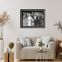 Historic Framed Print, BASEBALL, PROFESSIONAL. CHAMP CLARK SHAKING HANDS WITH CLARK GRIFFITH,  17-7/8" x 21-7/8"