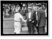 Historic Framed Print, BASEBALL, PROFESSIONAL. CHAMP CLARK SHAKING HANDS WITH CLARK GRIFFITH,  17-7/8" x 21-7/8"