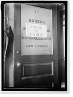 LABOR, DEPT. OF. SIGN ON DOOR FOR NEWLY CREATED OFFICE OF SEC. OF LABOR, Vintage Wall Art