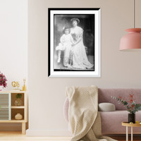 Historic Framed Print, Mrs. G.B. Kip and daughter Carola, both standing,  17-7/8" x 21-7/8"