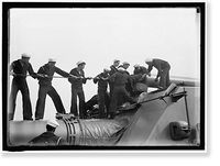 Historic Framed Print, TARGET PRACTICE. CLEANING 12' GUN - 2,  17-7/8" x 21-7/8"