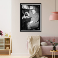 LEWIS, DAVID JOHN. REP. FROM MARYLAND, 1911-1917; U.S. TARIFF COMMN, 1919-1925. AT DESK, Antique Wall Art