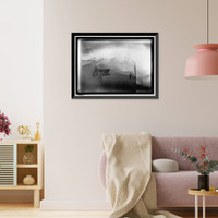 Historic Framed Print, NAVY, U.S. BATTLESHIPS IN STORM AT SEA - 3,  17-7/8" x 21-7/8"