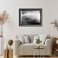Historic Framed Print, NAVY, U.S. BATTLESHIPS IN STORM AT SEA - 3,  17-7/8" x 21-7/8"