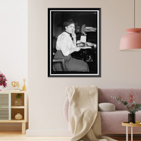 SHELDON, MISS CAROLYN B. AT DESK - 3, Vintage Print